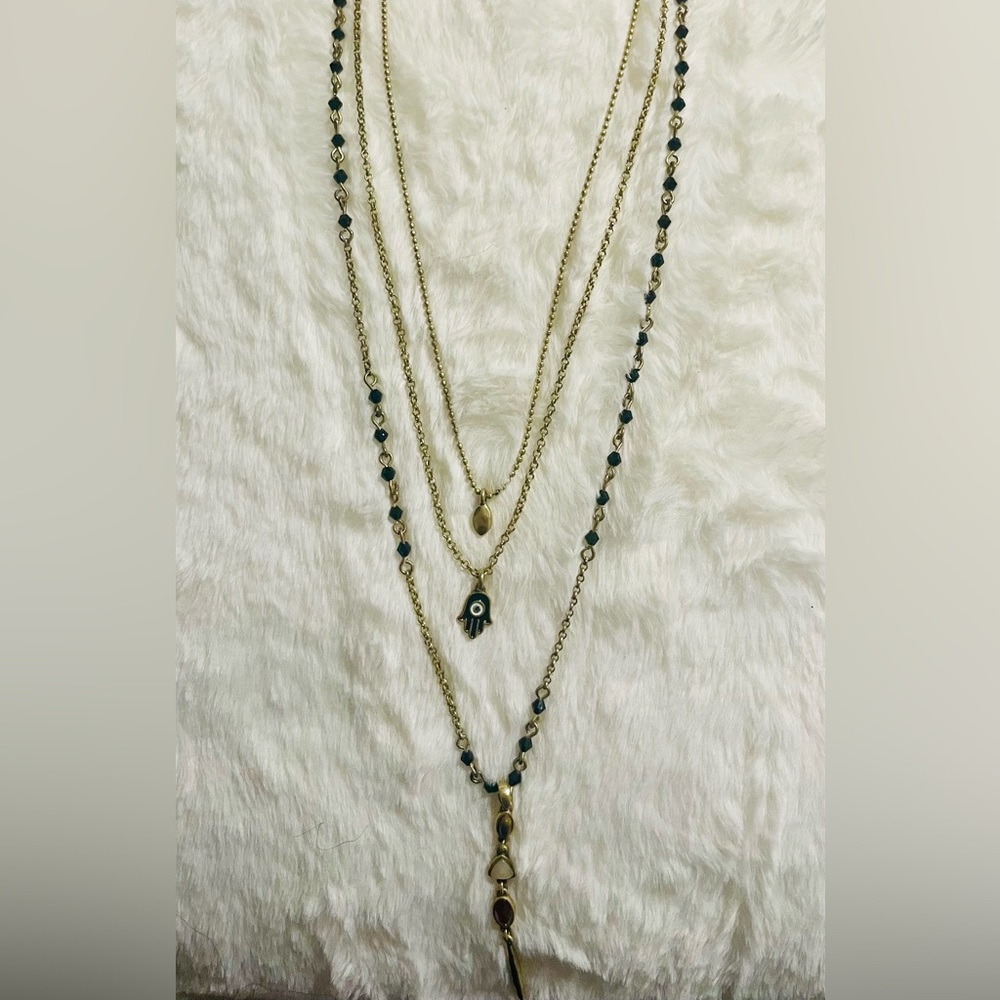 Lucky Brand Gold and Black Layered Necklace